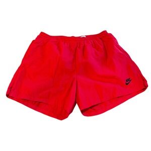 Vtg Nike Swim Shorts USA Made Red Nylon Lined Swoosh Mens L 90s Athletic Gym Run